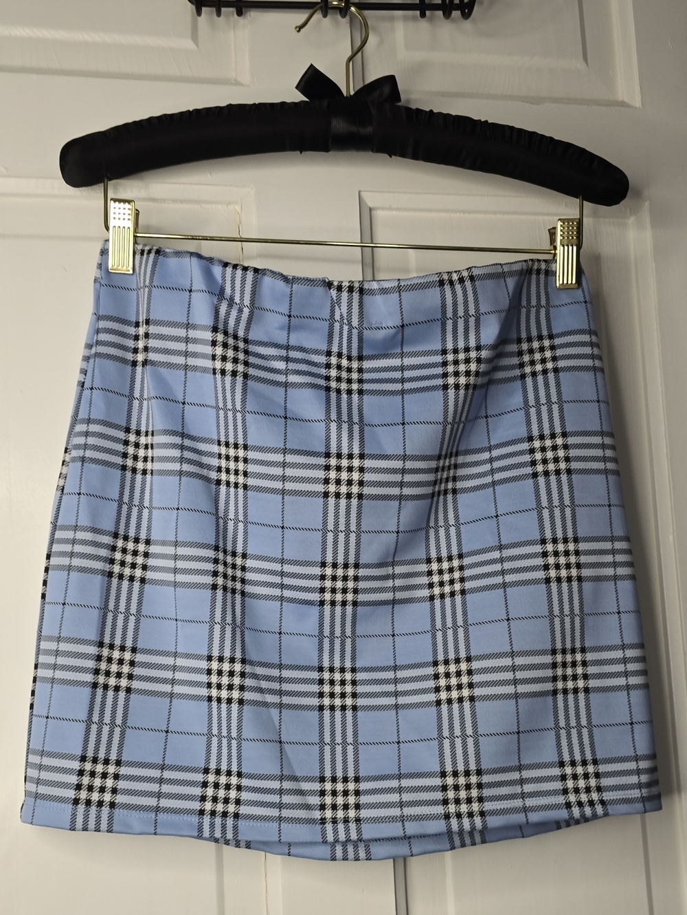 Love Tree Light Blue Plaid Mini Skirt
